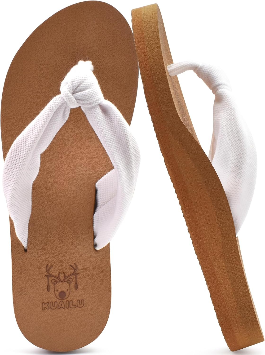 KuaiLu Flip Flops for Women with Arch Support Summer Beach Thong Sandals | Comfortable Yoga Mat Walking Shoes Cushion Slip On Casual Outfits Indoor Outdoor