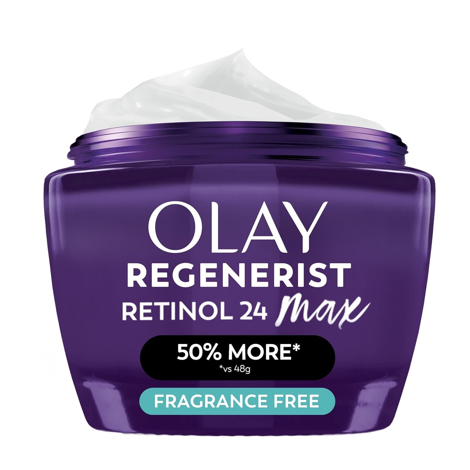 Olay Retinol Night Cream for Women, MAX, Anti-Aging Face Mousturizer, Fragrance-Free, Non Greasy – Anti-Wrinkle, Smooth Fine Lines, Hydrating Skin Care – Triple Collagen Cream, Niacinamide, 2.6oz