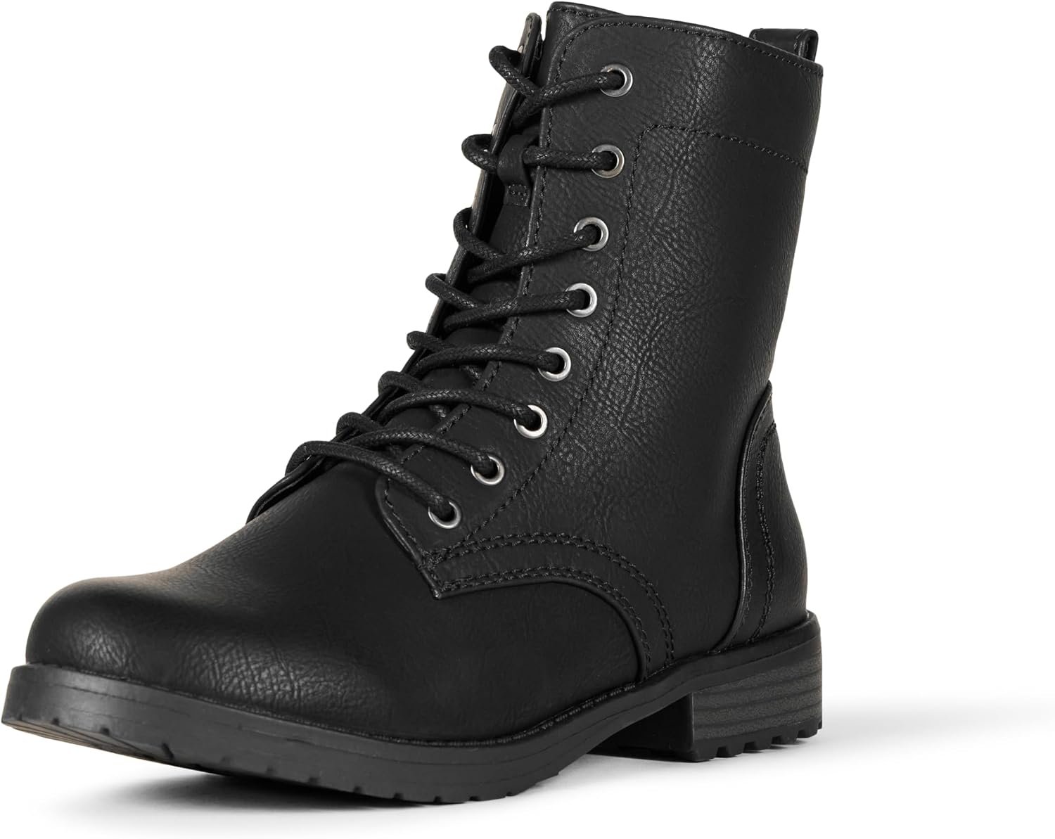 Amazon Essentials Women’s Lace-Up Combat Ankle Boots with Side Zipper, Lug Sole