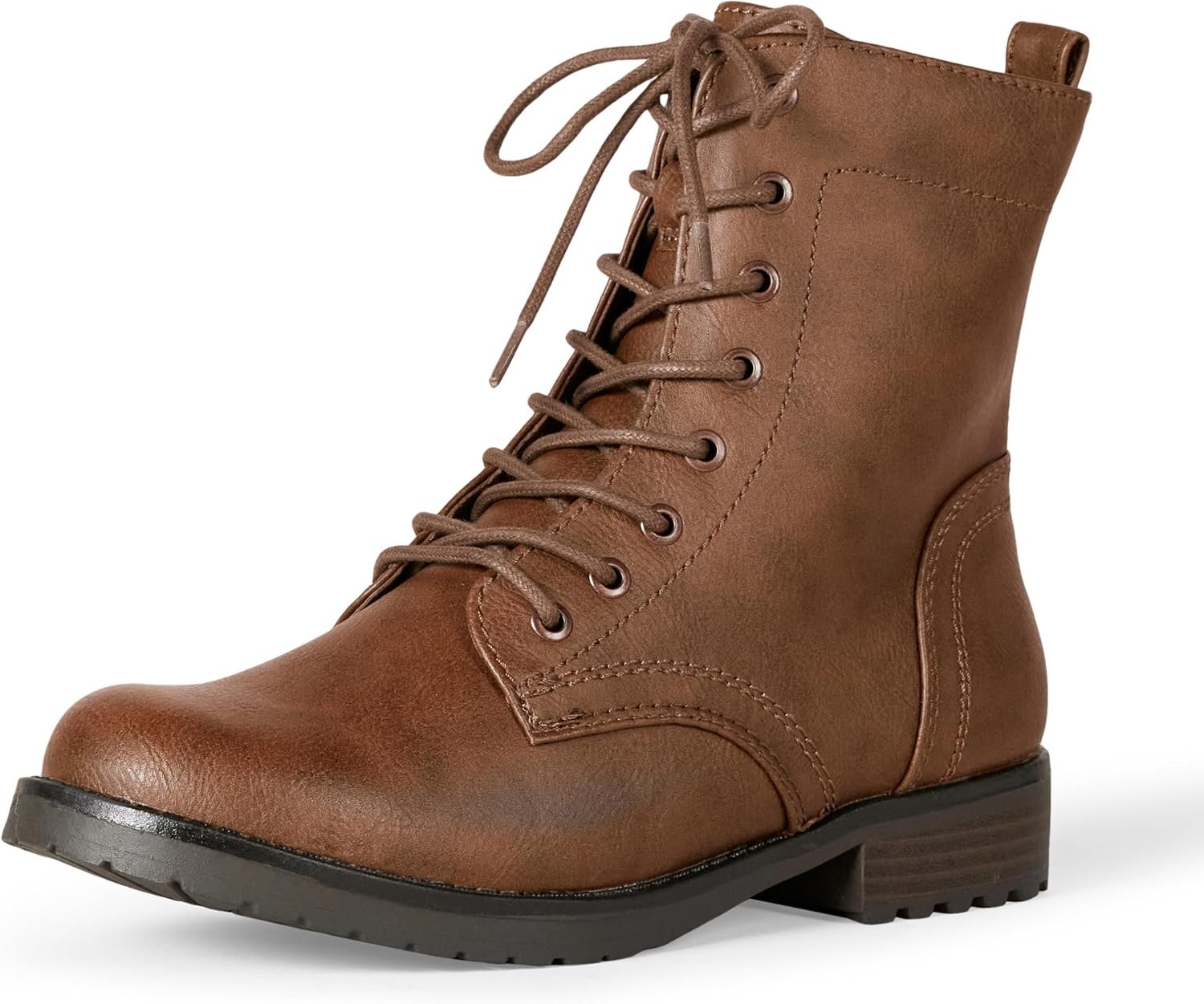 Amazon Essentials Women’s Lace-Up Combat Ankle Boots with Side Zipper, Lug Sole