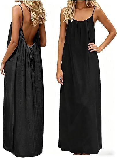 Backless Cami Dress Backless Dress House Dress for Women Sleeveless Long Cami Lounge Dress Backless for Indoor Summer Wear