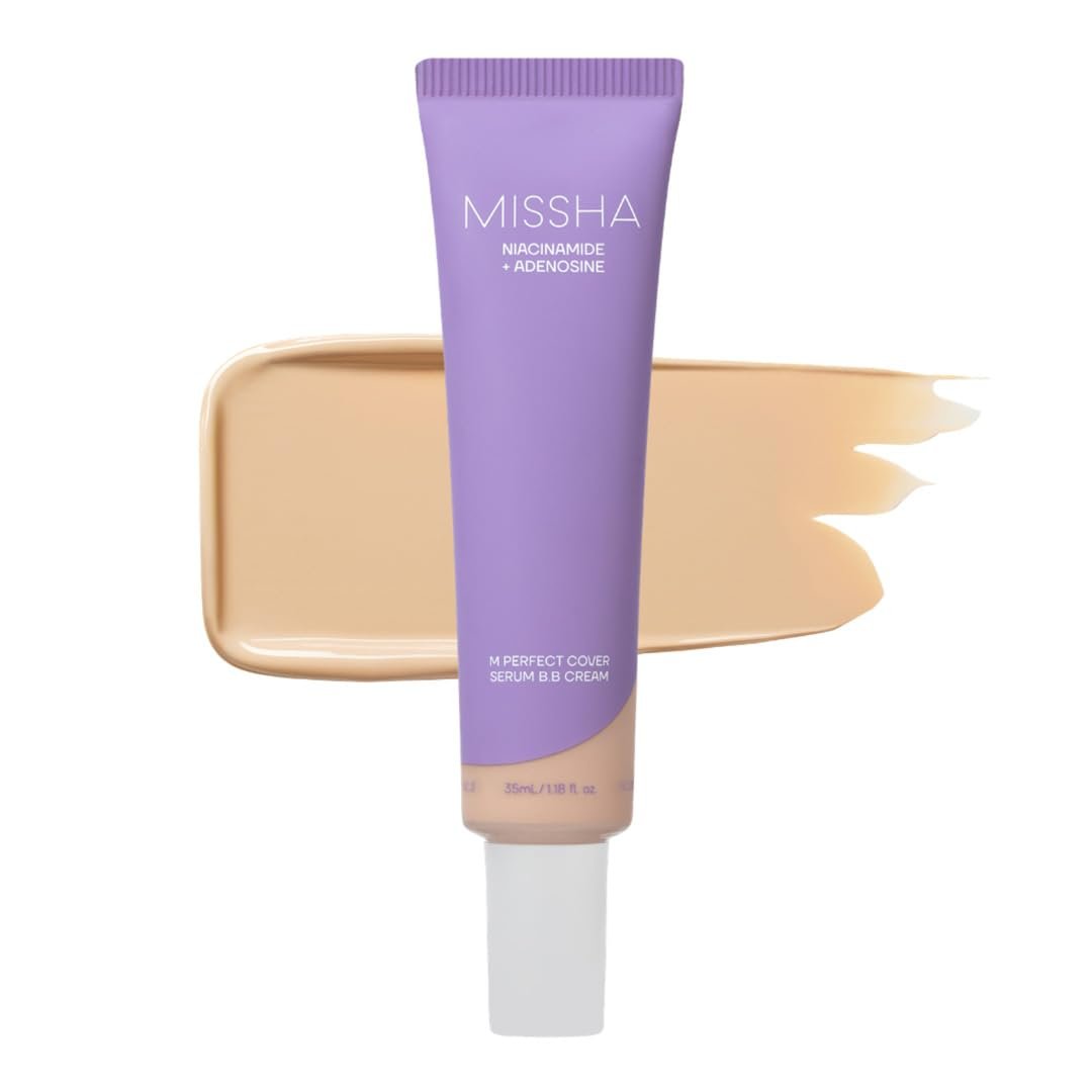 MISSHA M Perfect Cover Serum BB Cream No.23 Natural Beige 1.18 oz | Light-medium cool-neutral skin; skin tint, tinted moisturizer, skin care foundation makeup, korean Makeup, buildable coverage