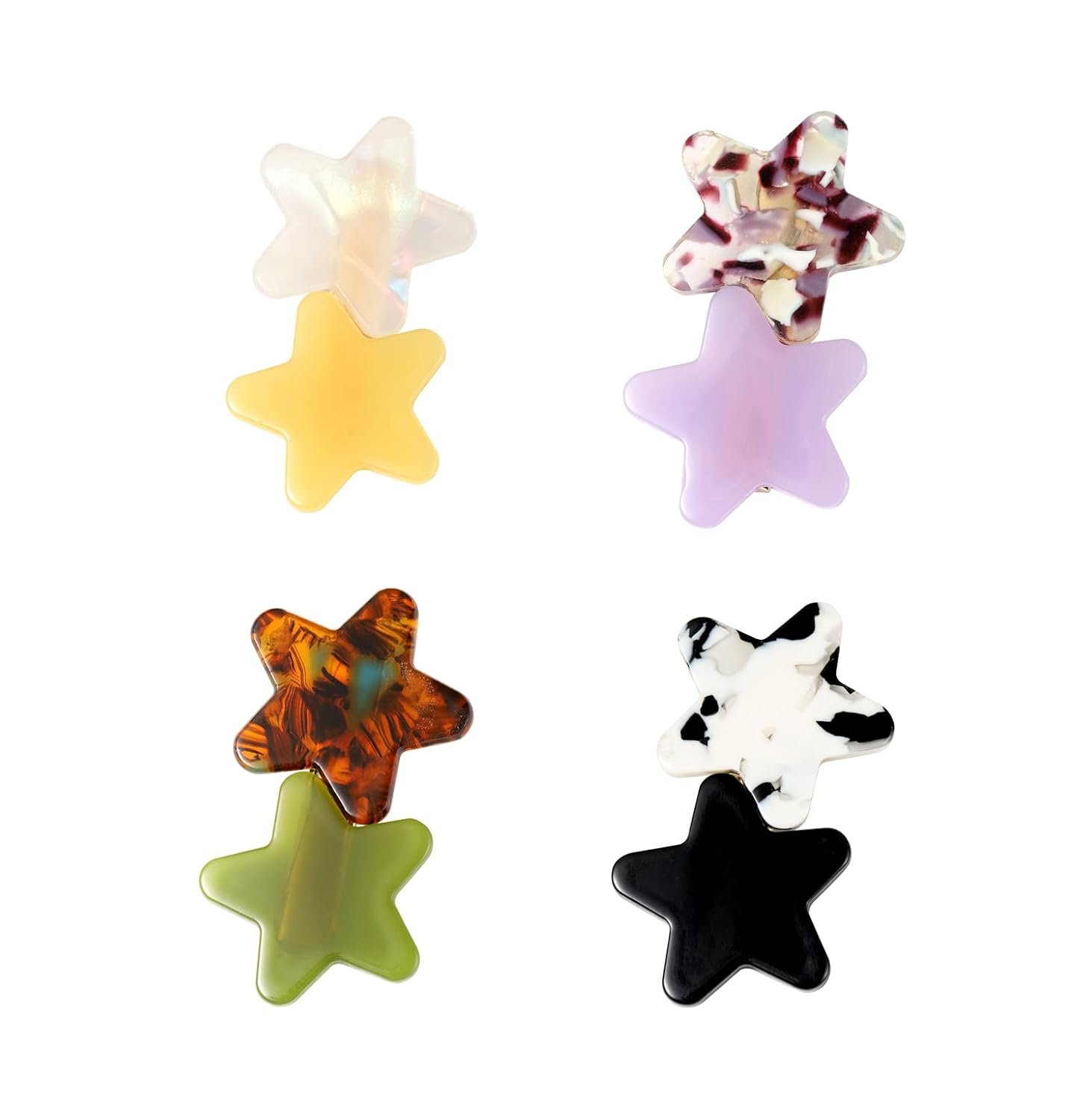 4PCS Acrylic Resin Stars Hair Clips Geometric Alligator Hair Clips for Women (multicolor)