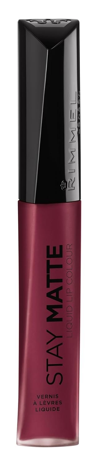 Rimmel London Stay Matte Liquid Lip Color with Full Coverage Kiss-Proof Waterproof Matte Lipstick Formula that Lasts 12 Hours – 810 Plum This Show, .21oz