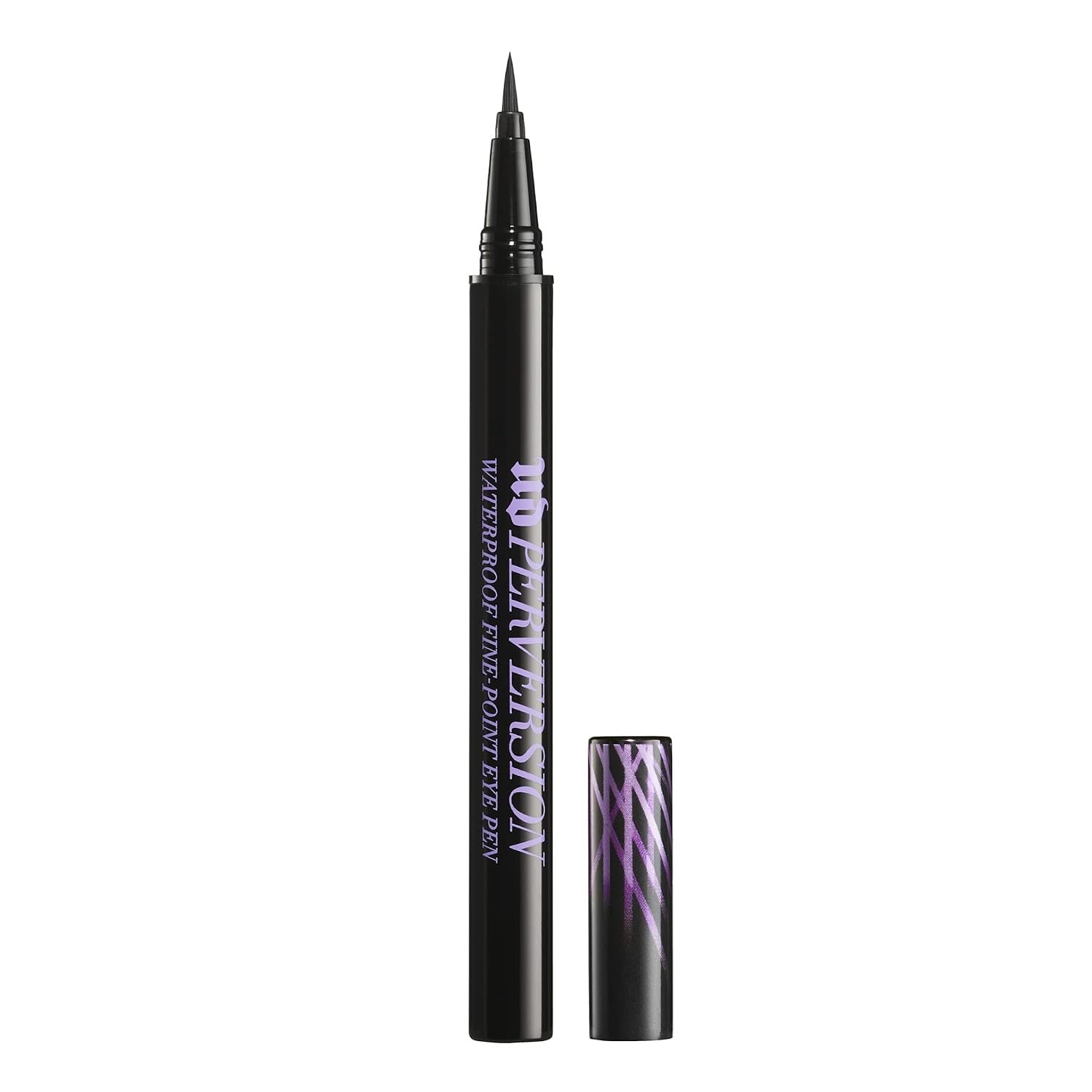Urban Decay Perversion Waterproof Fine Point Eye Pen – Black Liquid Liner | Flexible Brush Tip for Winged Eyeliner + Cat Eye Makeup, Smudge-proof, Sweat-proof, Transfer-resistant, Semi-Matte Black