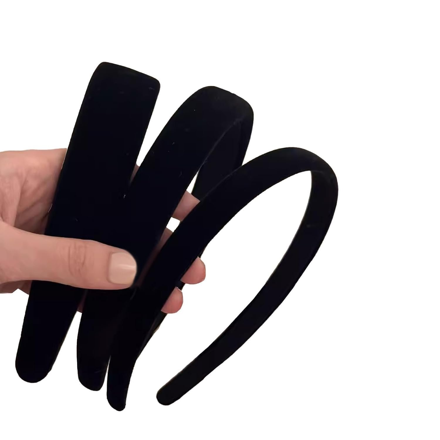 AUDTOPE Black Velvet Padded Headbands for Women, Soft Simple Headband for Girls and Teens, Plain No Teeth Thick Hoops Hair Accessories | Soft Simple Headband,for Girls And Teens, Thick Hoop Hair Accessories