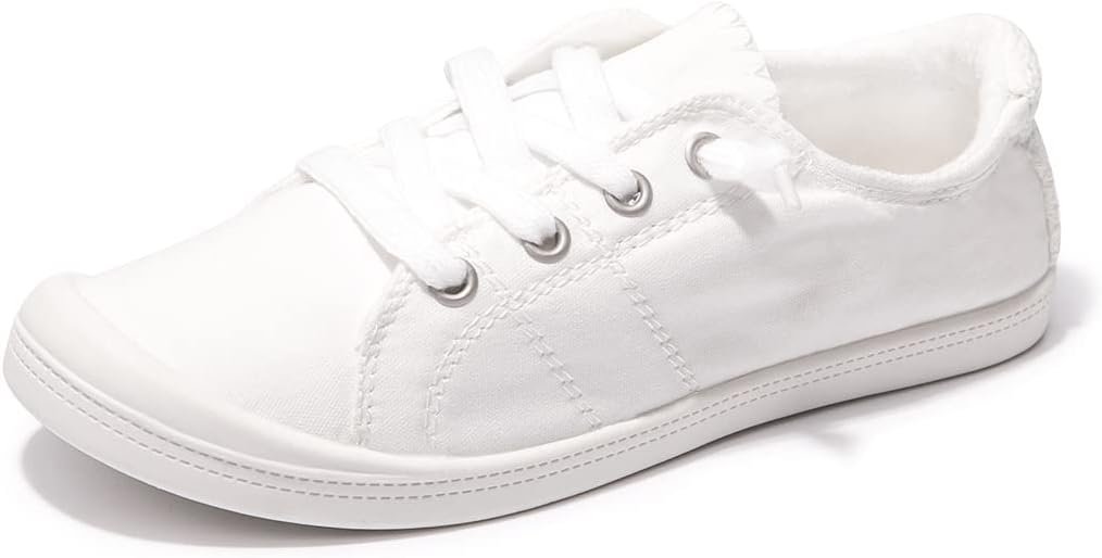 Women’s Slip-On Canvas Sneakers, Low Top Walking Shoes | Breathable Canvas Upper, Easy Slip-On Design, Cushioned Comfort, Flexible Grip for Everyday Walks, Errands and Casual Outfits