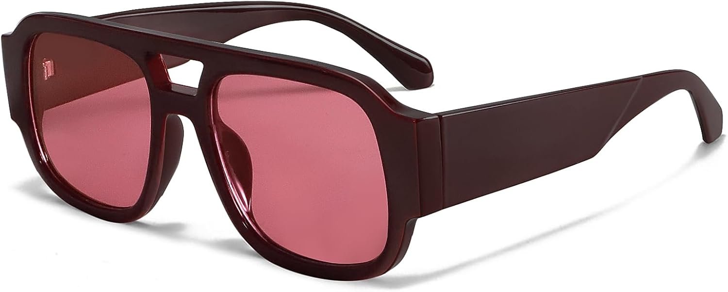TYA Retro Oversized Aviator Sunglasses for Women Men 2026 Square Double Bridge Trendy Sun Glasses UV400