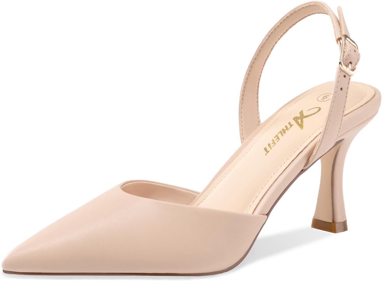 Athlefit Women’s Kitten Heels Closed Toe Pumps Shoes | Pointed Toe Stiletto Dress Heels, Soft Latex Insole, Adjustable Buckle Strap, Ideal for Work, Wedding, Party & Daily Wear