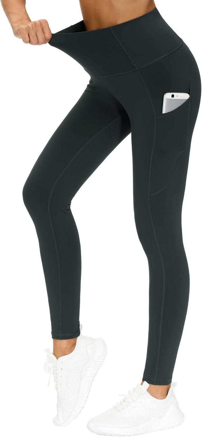 THE GYM PEOPLE Women’s Thick High Waist Yoga Pants Workout Leggings | Tummy Control, Deep Side Pockets, Squat-proof, hidden waistband pocket, Flatlock Seams, Running, Yoga, Workout, Athletic
