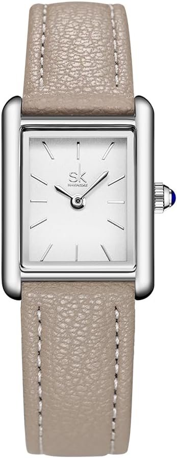 SHENGKE Minimalist Vintage Square Watches for Women | Leather Strap