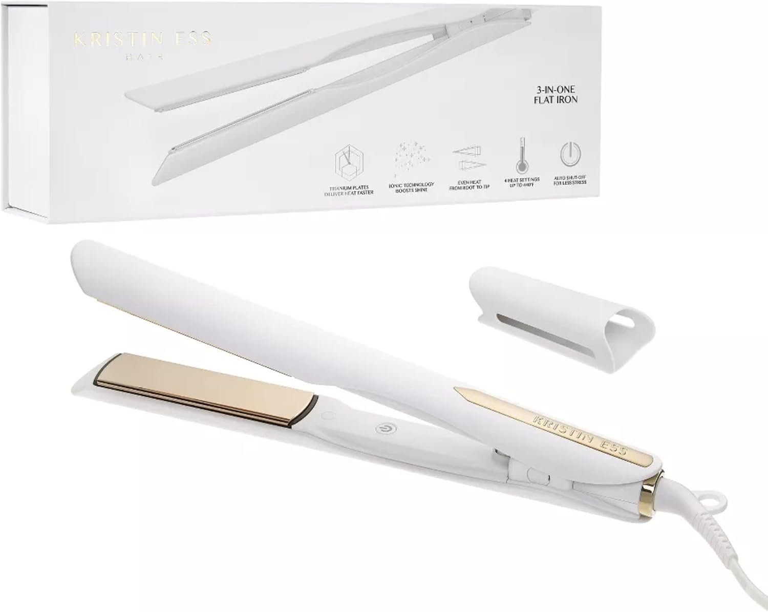 Kristin Ess 3-in-One Professional Titanium Hair Straightener, Curler & Waver for Women – Dual Voltage – 440 Degrees – 1 1/4″ – Wet to Dry – Ionic Flat Iron, Curler 2 in 1 – Frizzy, Curly + Thick Hair