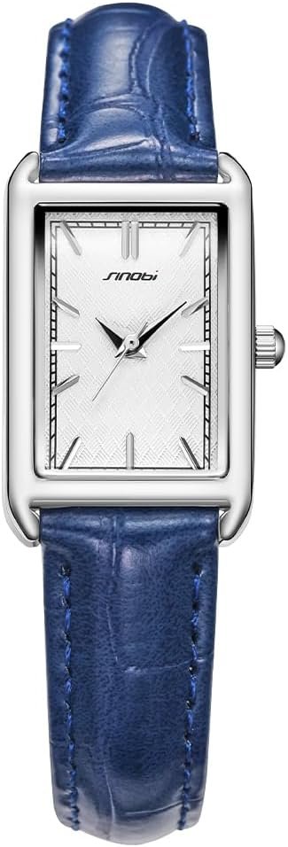 SINOBI Minimalist Causal Square Watch for Women Leather Strap Watch
