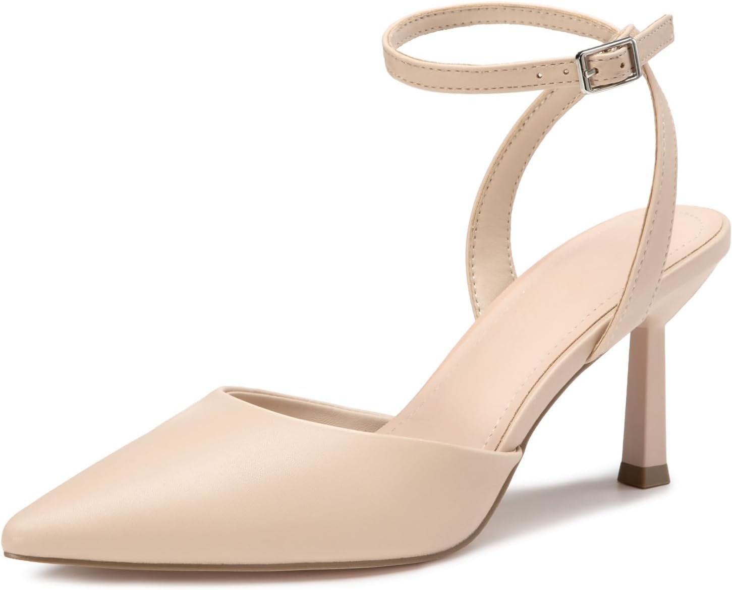 Athlefit Women’s Closed Toe 3 Inch High Heels Pumps Shoes | Pointed Toe, Latex Cushioned Insole, Adjustable Ankle Strap, Dress Shoes for Wedding Party, Graduation, Office Work