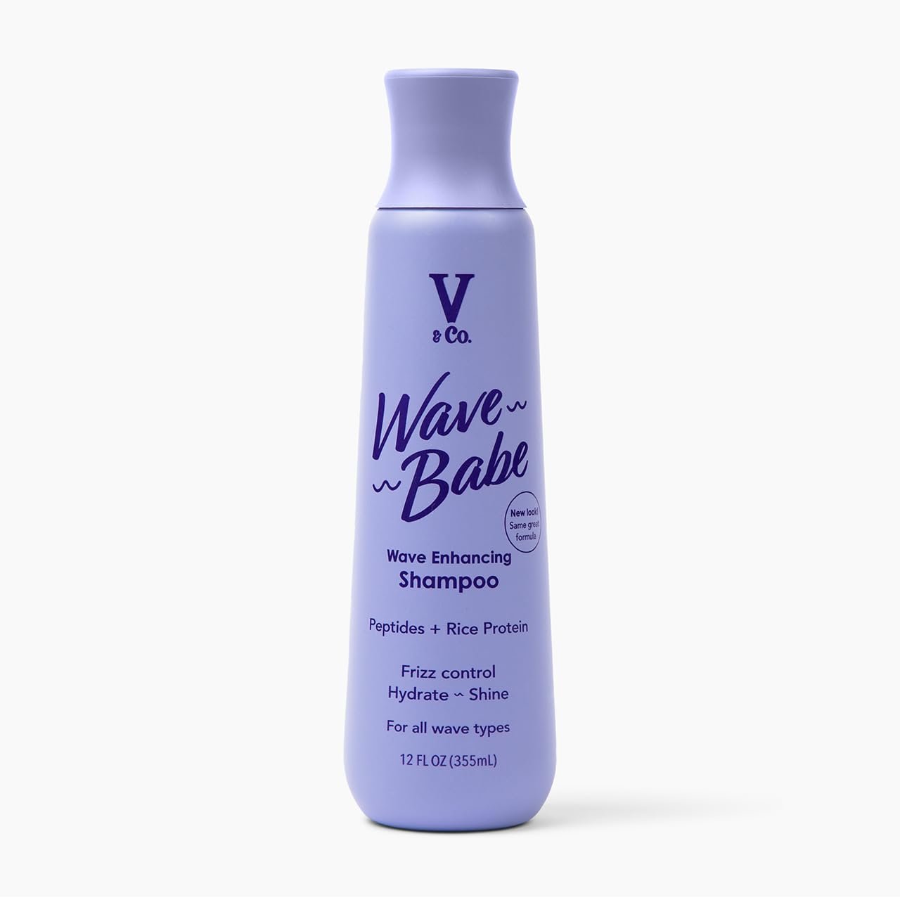 V&Co. Wave Babe Wavy Hair Shampoo, Sulfate Free & Paraben Free Hydrating Hair Care with Rice Protein & Peptides for Frizz Control & Wave Definition – 12 fl oz