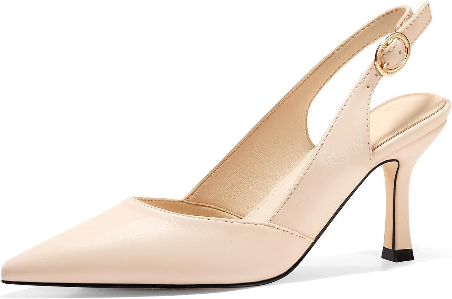 Rilista Women’s Slingback Kitten Heels Closed Pointed Toe Backless Wedding Party Dress Pumps Shoes