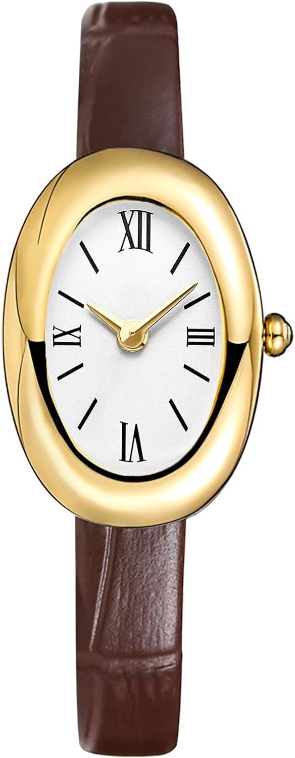 MASTOP Bracelet Watch for Women – Elegant 24mm Oval Dial Bangle Watch – Gold Jewelry Style Quartz Wristwatch – Dainty Vintage