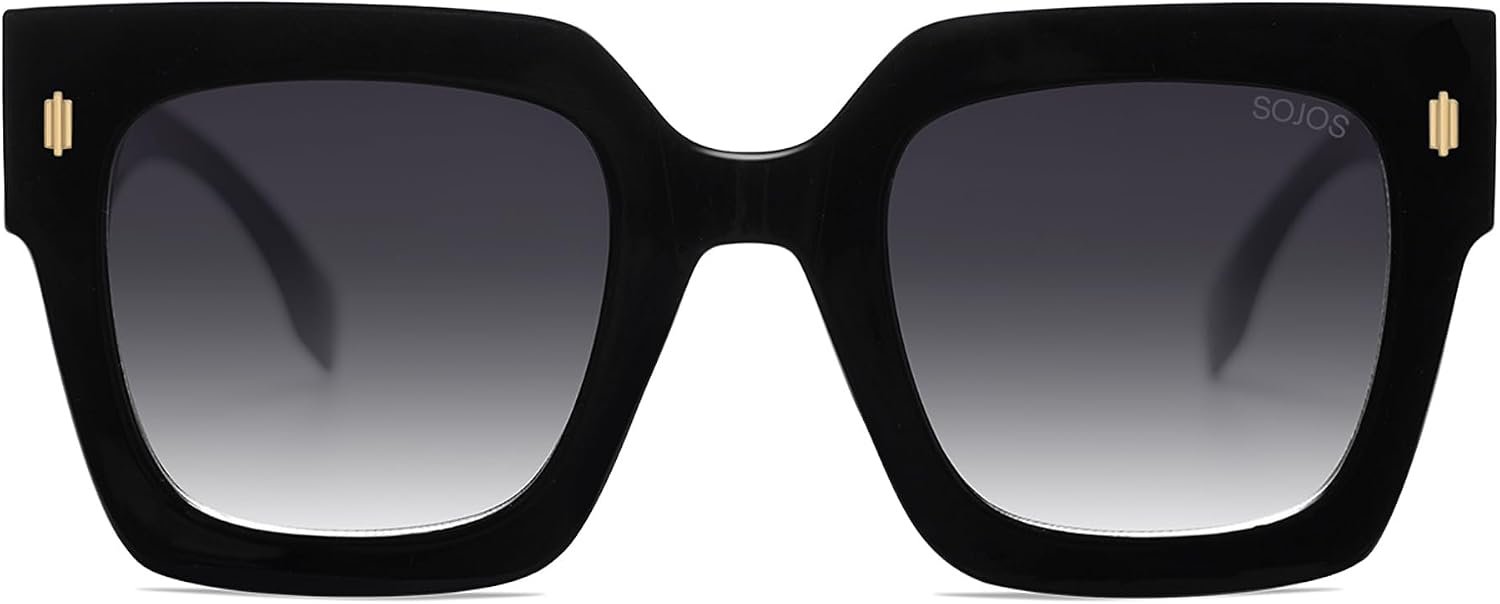 SOJOS Retro Trendy Oversized Thick Square Sunglasses Womens SJ2194 | Vintage UV400 Large Luxury Shades Driving Sunnies For Daily Wear Travel Beach Outdoor Women Accessories