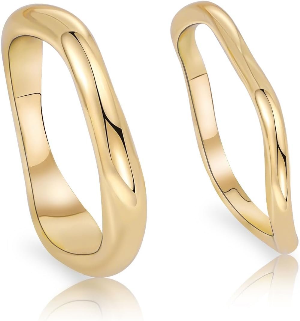 Rings for Women,Dainty Ring Set 14K Gold Plated Thumb Rings Non Tarnish Chunky Size 6-10 Gold Jewelry Gifts for Women