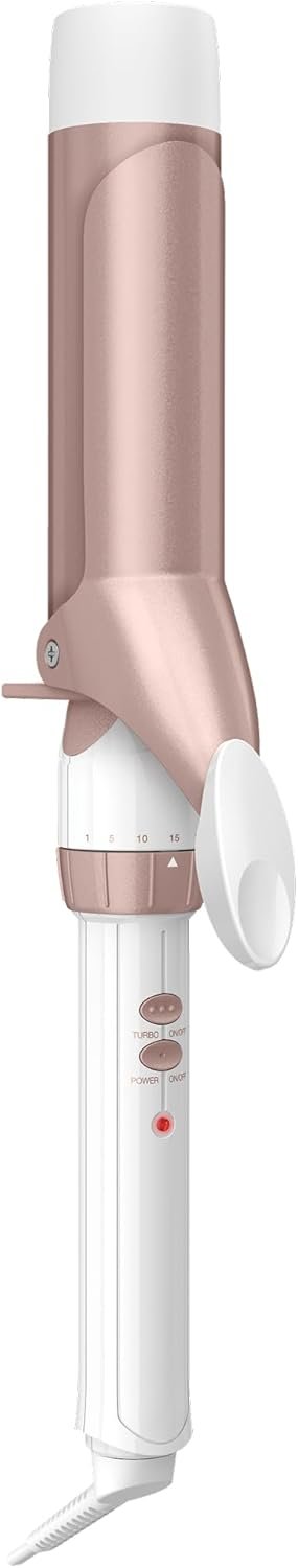 Conair Curling Iron, Double Ceramic, 1 1/2″ Barrel, White/Rose Gold | Hair curler and hair waver for medium to long hair with 30 heat settings, built-in heat protection, a cool tip, and auto off