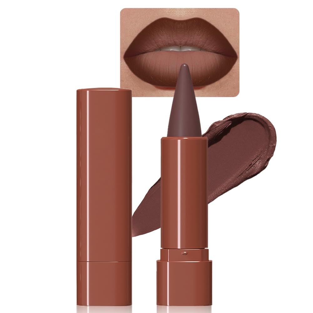 BINGBRUSH Dark Brown Lip Liner, 2in1 Lip Liner and Lipstick,Matte Lipstick | Long Lasting,Soft Matte,Waterproof, Smudge Proof, Highly Pigmented, Flawless Ombre Contour,Creamy Application