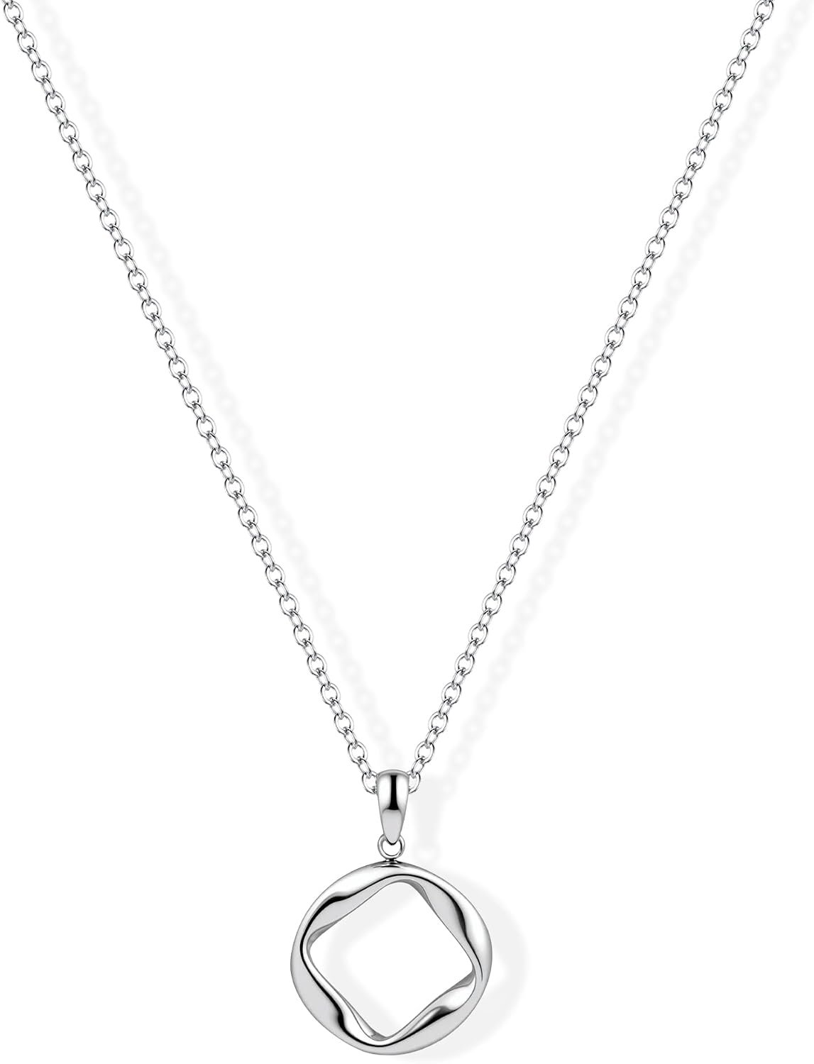 Infinity Circle Pendant Necklace Minimalist Eternal Mobius Silver Necklace Dainty Geometric Trendy Jewelry Gift for Women-Silver&14k Gold Plated