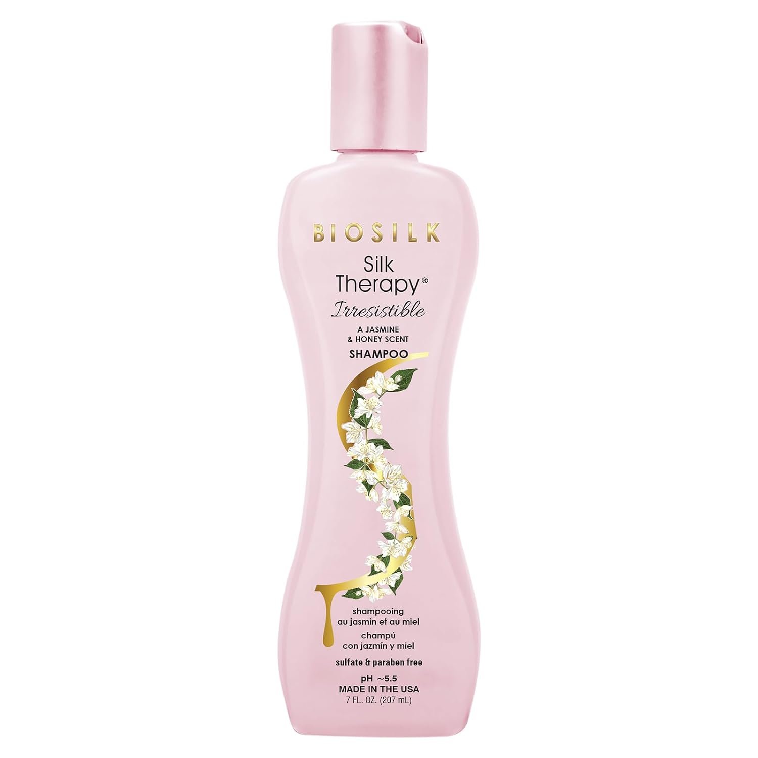 BioSilk Irresistible Shampoo, Cleanses & Conditions Frizzy Hair, Jasmine & Honey Scent, Silk Proteins & Botanical Extracts, Sulfate-Free, Paraben-Free, Cruelty-Free, 7 Oz