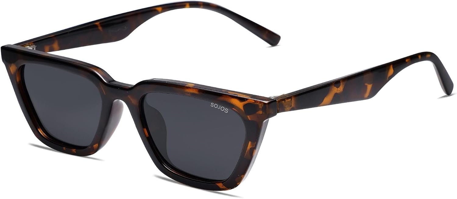 SOJOS Polarized Narrow Square Cateye Sunglasses SJ2169 | For Women & Men Retro Trendy Driving Glasses