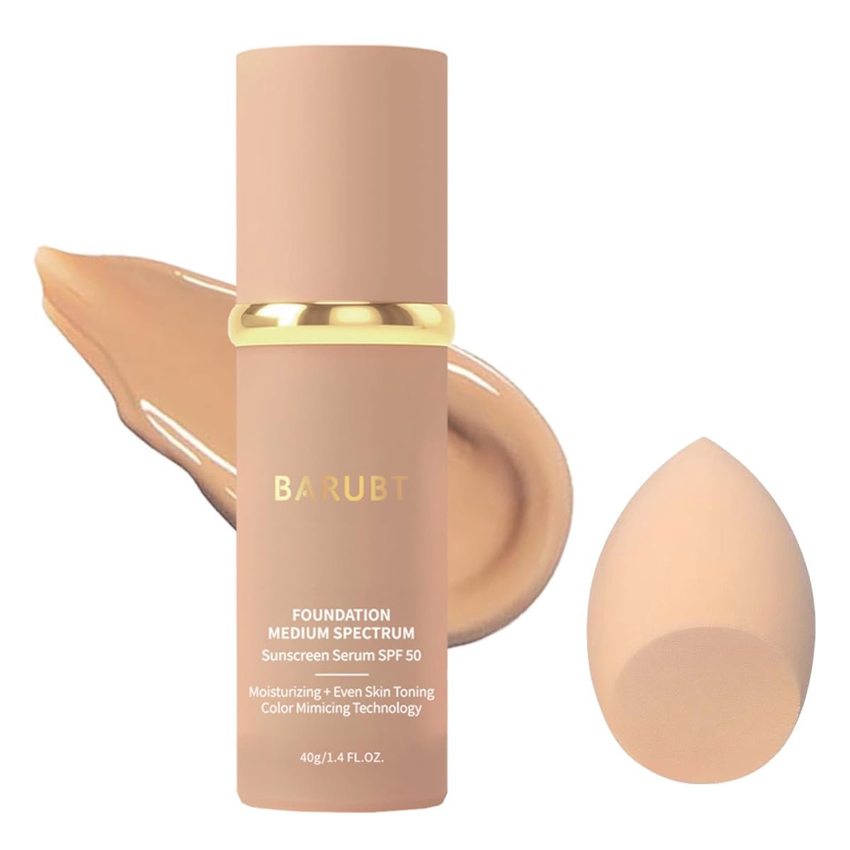4 in 1 Color Changing Foundation Liquid with SPF 50 – Full Coverage Concealer, Medium Spectrum Foundation Makeup Cream Moisturizing Nourishing, Waterproof, for All Skins Women&Men 1.41 FL.OZ