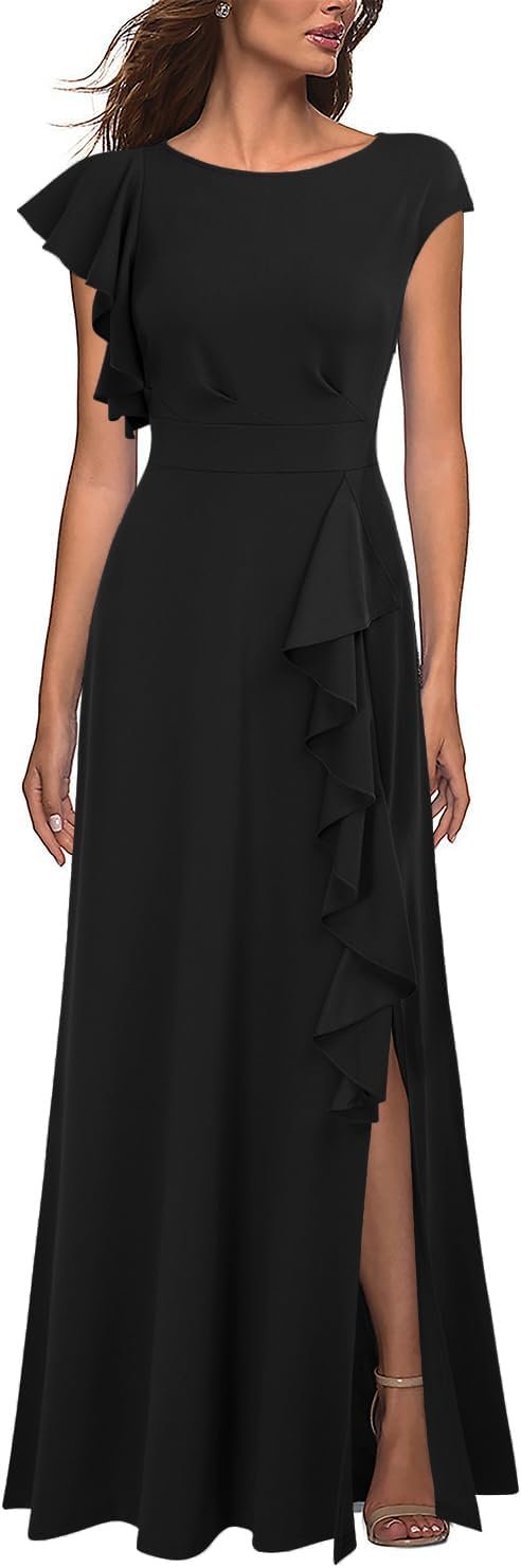 WOOSEA Women’s Sexy Split Evening Cocktail Party Maxi A-Line Long Formal Dress