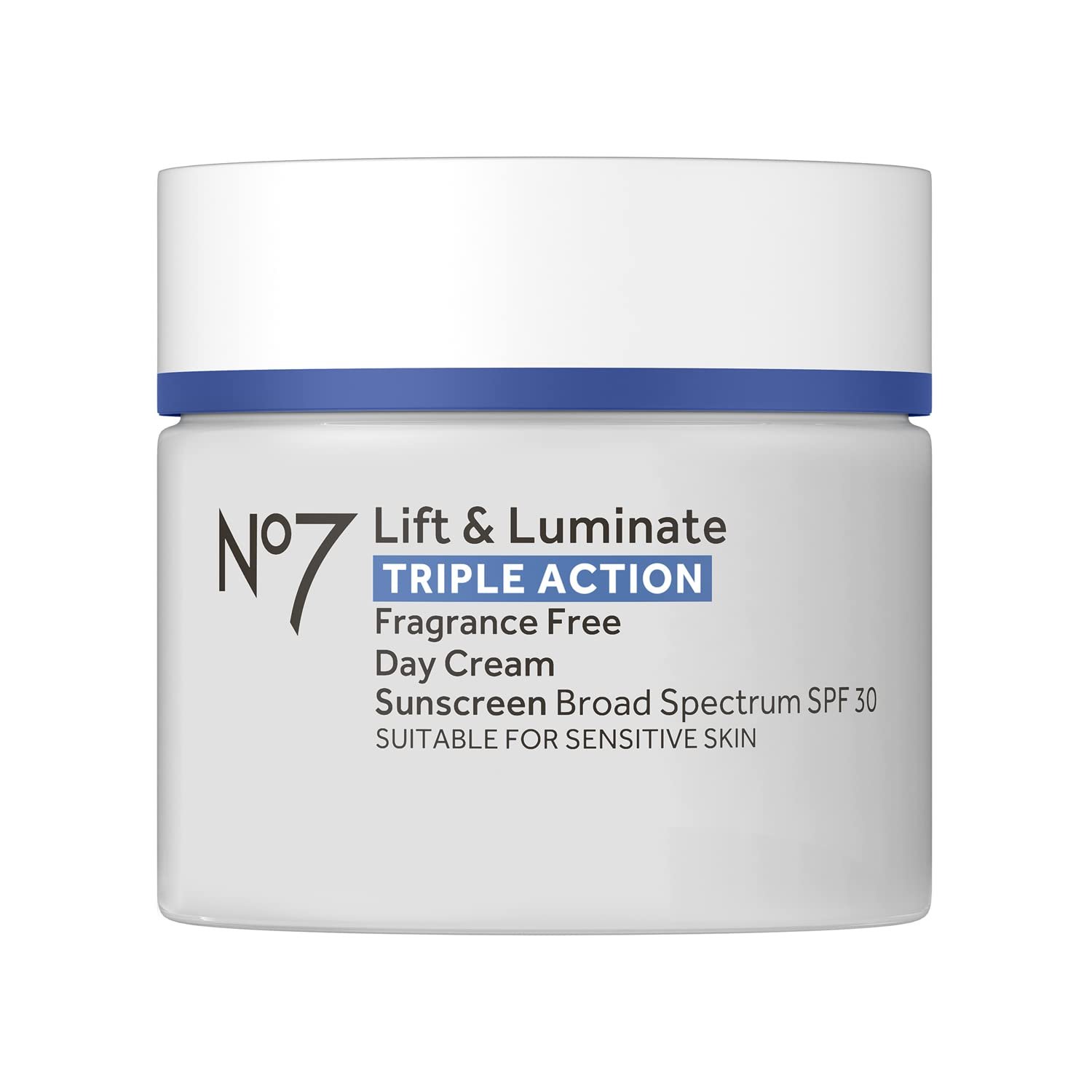 No7 Lift & Luminate Triple Action Face Cream – Fragrance Free Face Moisturizer with SPF 30 – Formulated with Anti Aging Collagen Peptides & Brightening Complex (1.69 Oz)