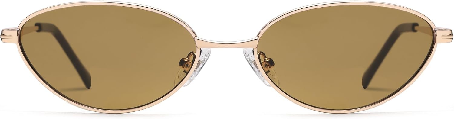Retro Oval Cat Eye Sunglasses for Women Men AP3730 | Vintage Small Slim Sunnies with Sping Hinges Lightweight UV400 Protection Lens