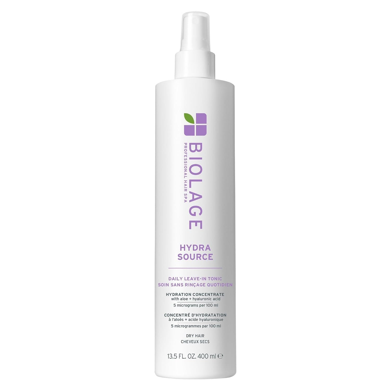Biolage Hydra Source Daily Leave-In Tonic – For Dry Hair, 13.5 fl oz | Moisturizes, detangles, blowout primer, 450° heat protectant, with fermented aloe vera and hyaluronic acid
