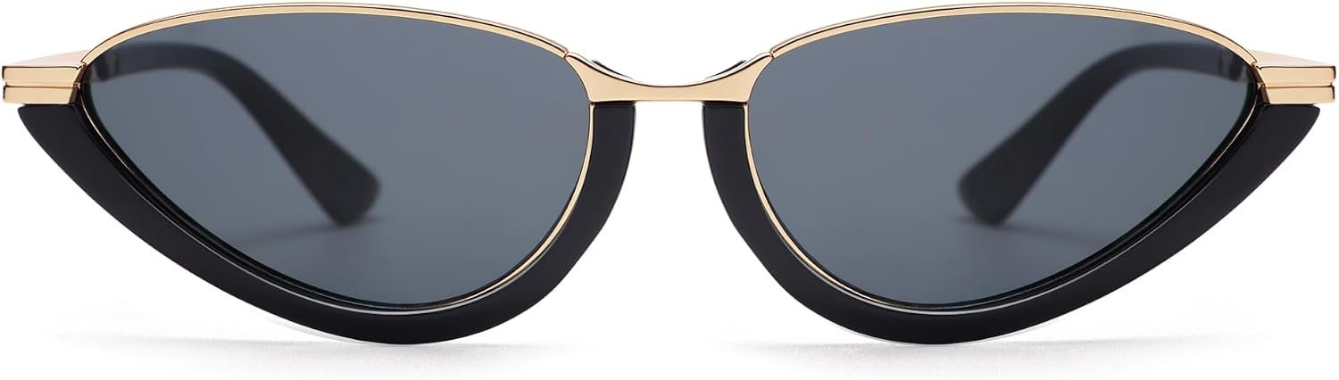 Appassal Small Cat Eye Sunglasses for Women Men AP3776 | Retro 80s 90s Trendy Vintage Y2k Fashion Half Metal Frame UV400 Sunnies
