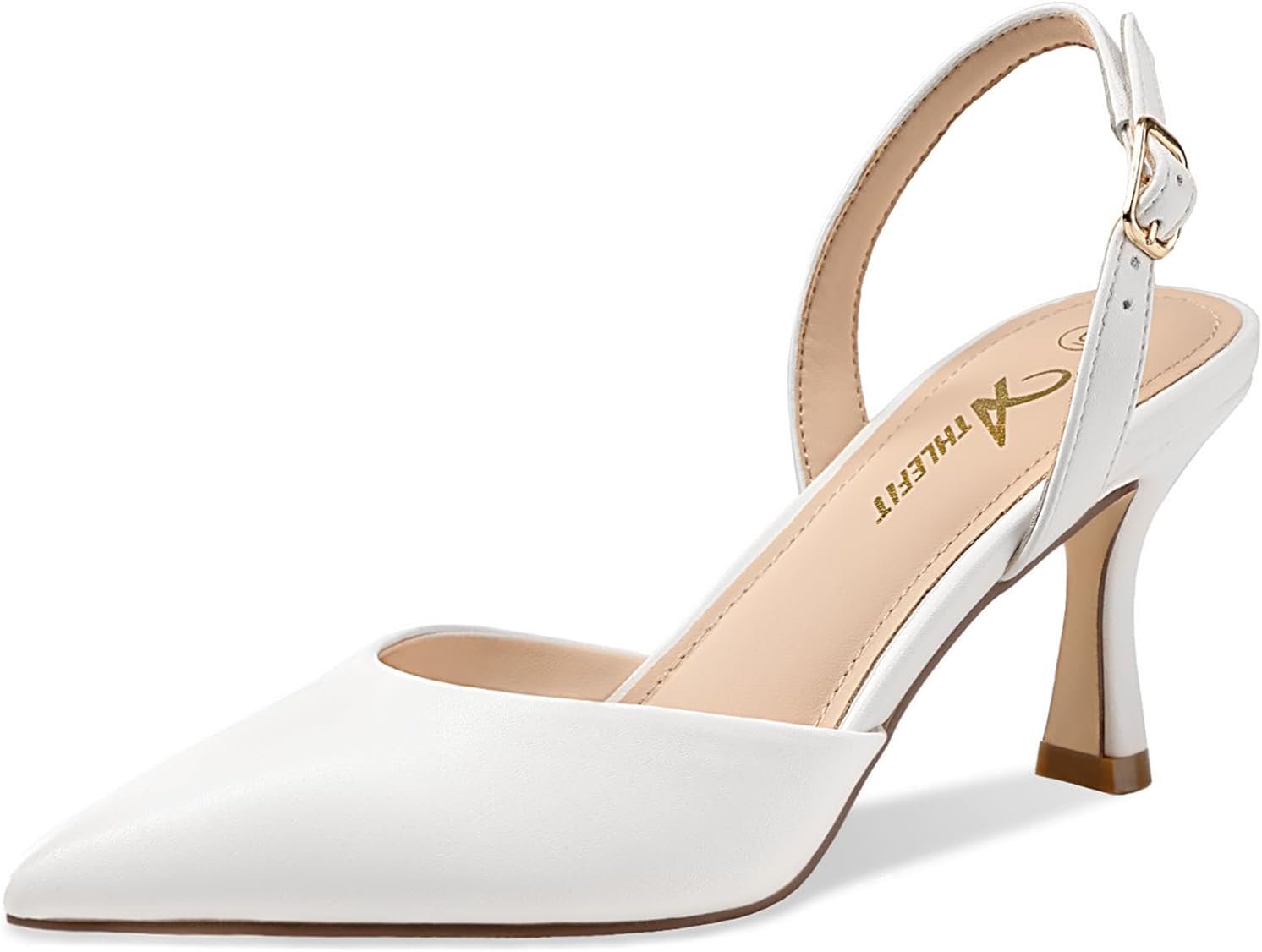 Athlefit Women’s Kitten Heels Closed Toe Pumps Shoes | Pointed Toe Stiletto Dress Heels, Soft Latex Insole, Adjustable Buckle Strap, Ideal for Work, Wedding, Party & Daily Wear
