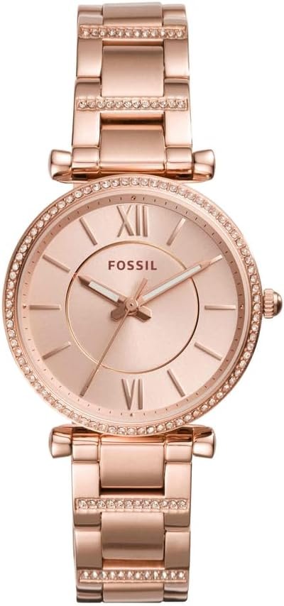 Fossil Women’s Watch and Bracelet Set, Carlie Three-Hand Stainless Steel Watch for Women and Bracelet Set