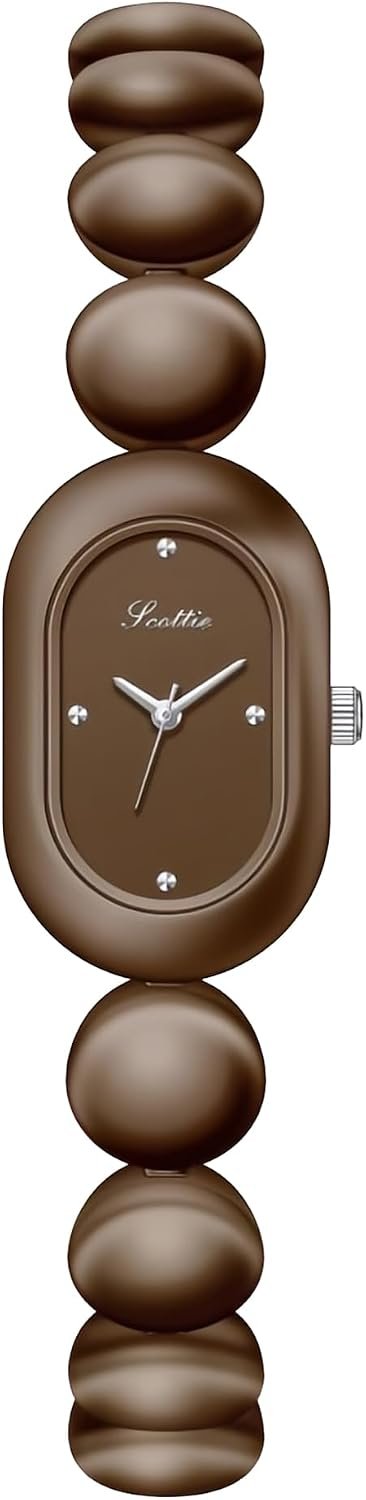 Gosasa Vintage Dainty Watch for Women, Gold Bracelet Watch with Small Oval Dial & Rhinestone Accents, Elegant Dress Chain Jewelry Quartz Wrist Watch, Gift for Her