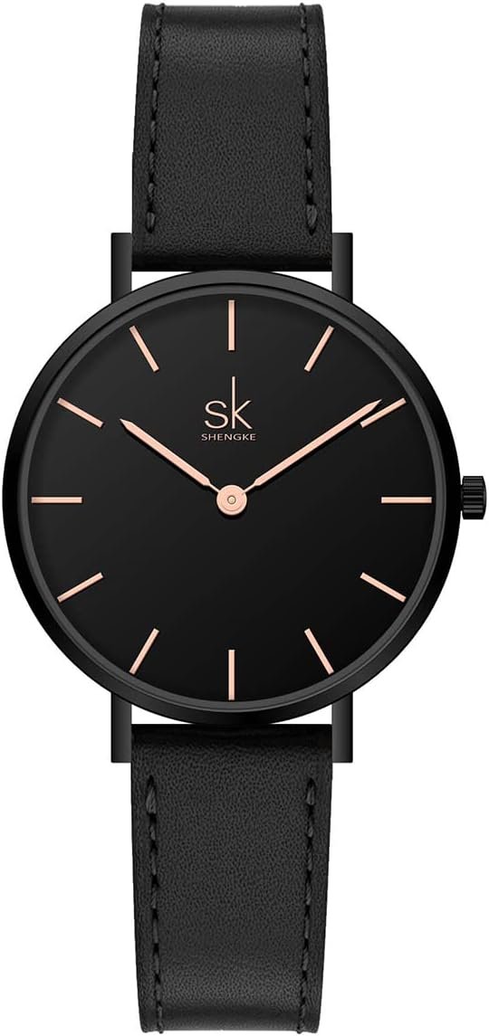 SHENGKE SK Ultra Thin Minialist Women Watches Simple Two Hands Ladies Dress Watch Leather Strap