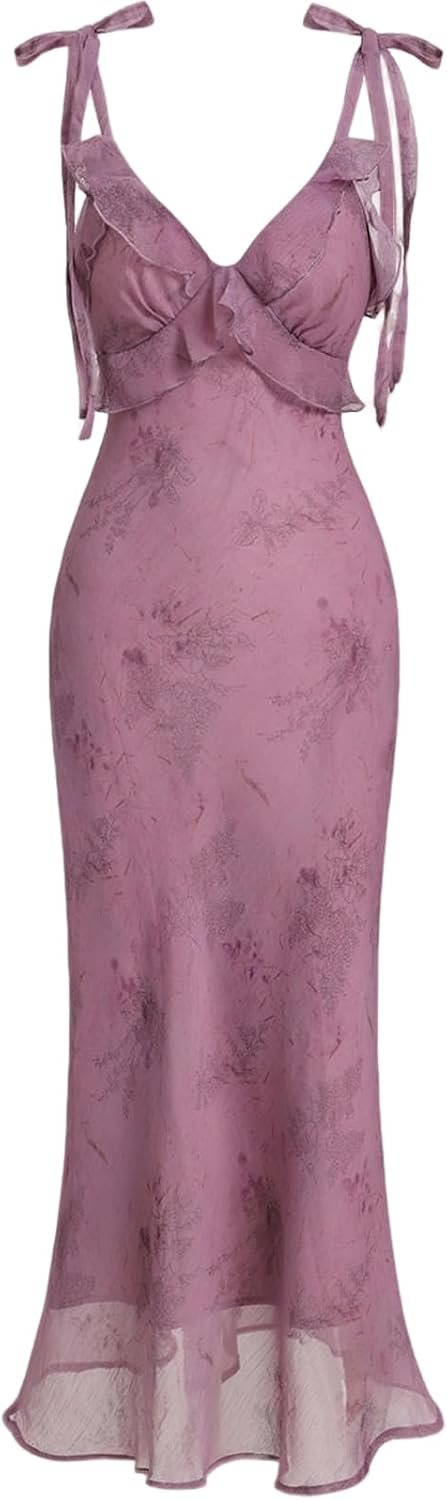 RIHOAS Boho Midi Floral Dress – Elegant Flowy Sundress | Formal-Inspired Outfit for Wedding Guest | Spring Summer Party Dress
