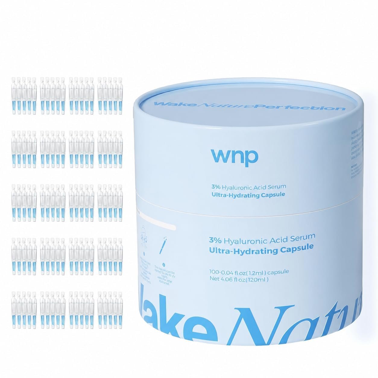WNP Hyaluronic Acid Serum 3% for Face with 4D Multi-Layer Hydration | Ultra Hydrating Anti-Aging Serum | Moisturizer for Dry & Sensitive Skin | Pre-Makeup Skincare | Single-Use Vials 100PCS