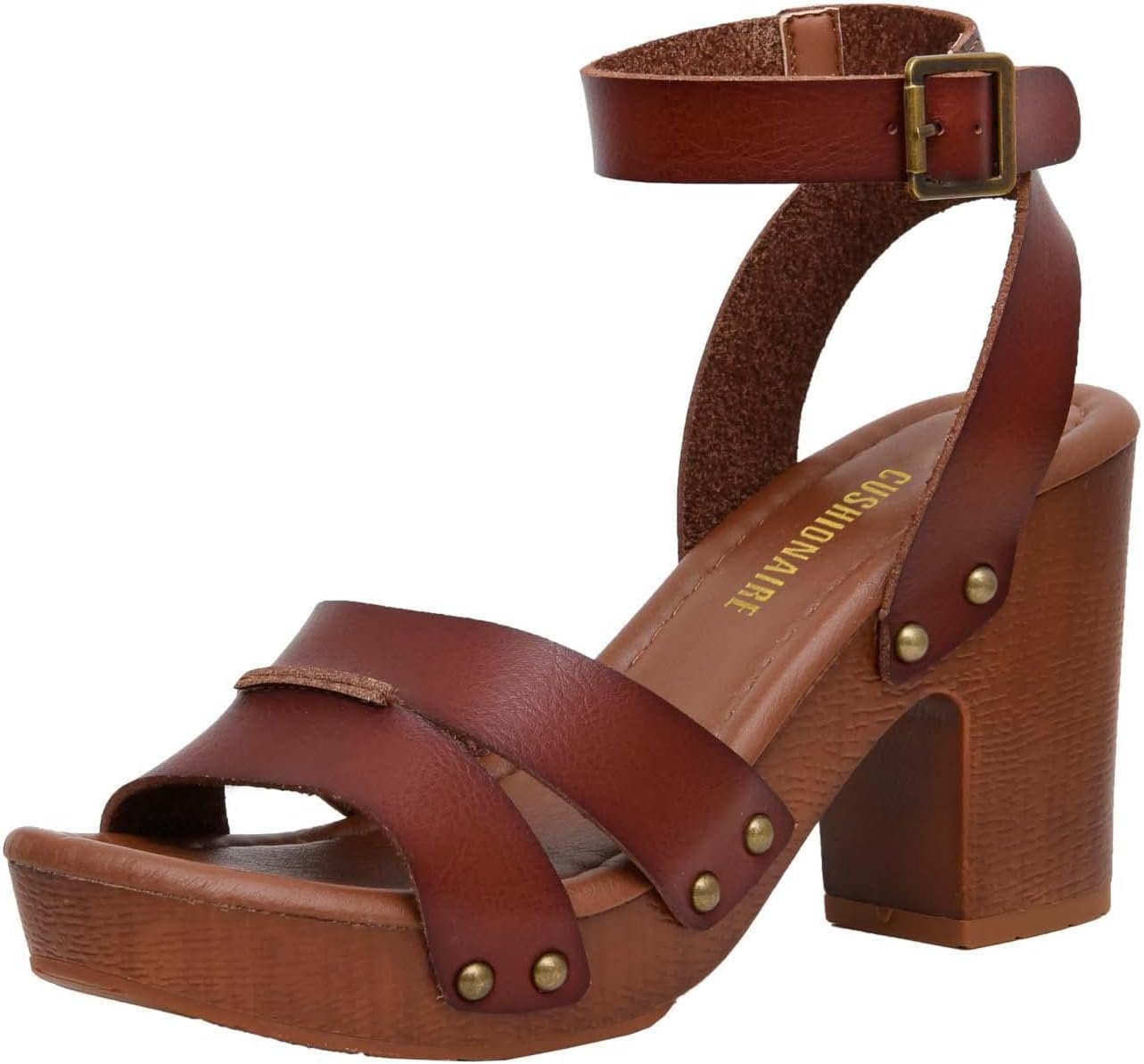 CUSHIONAIRE Women’s Sandra Faux Wood Sandal +LiteSole Technology, Wide Widths Available