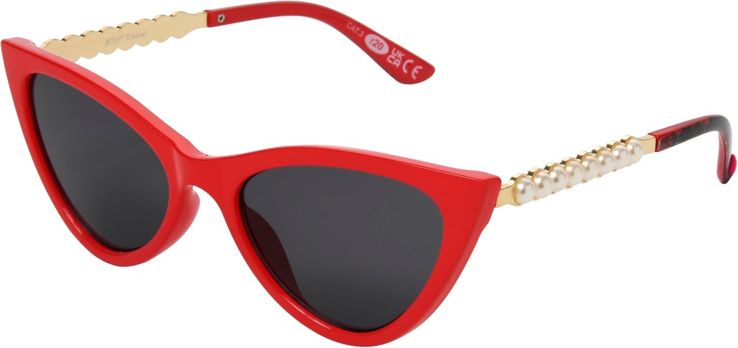 Betsey Johnson Women’s Spice of Life Sunglasses Cateye, Red, 56 mm