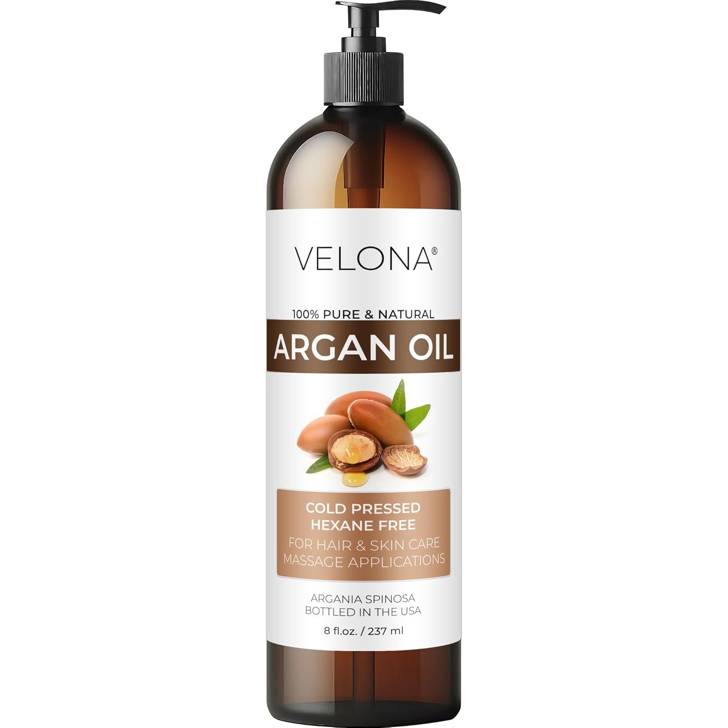 velona Argan Oil – 8 fl oz, Cold Pressed, Unrefined, with Pump