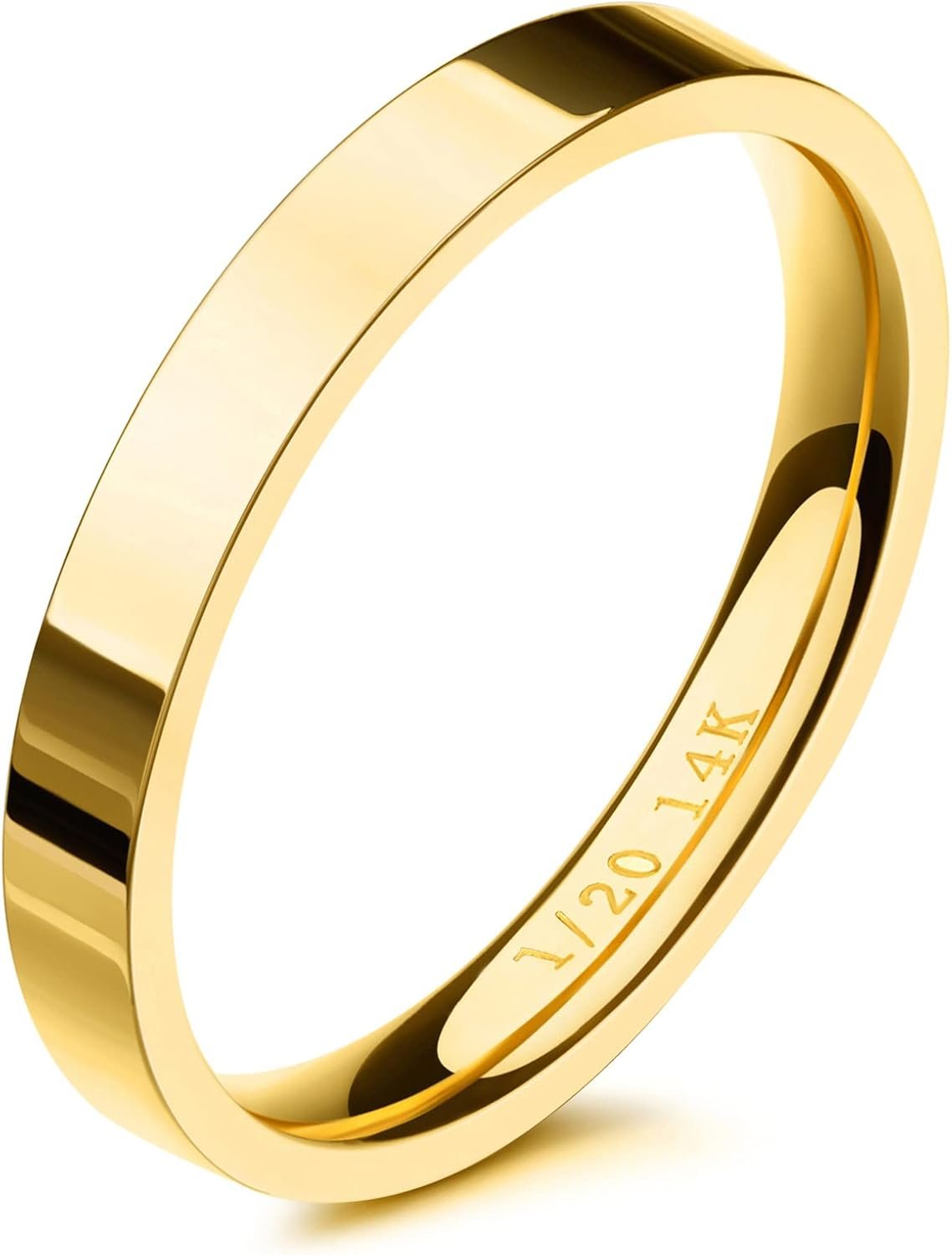 NOKMIT 3mm 14K Gold Filled Rings for Women, Non Tarnish Stacking Band | Dainty Thin Gold Thumb Pinky Ring | Minimalist Stackable Wedding Band | Anillos de Oro 14K de Mujer | Size 4 to 11