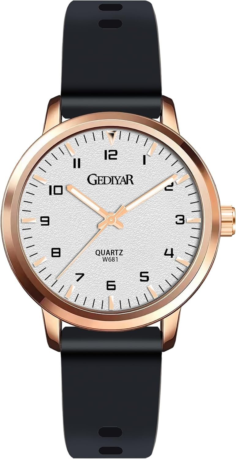 Fashion Quartz Wrist Watch, Waterproof Analog Display, Rubber Silicone Bands, Easy Read Dial, Casual Sport Style Minimalist Watch for Women Ladies Students