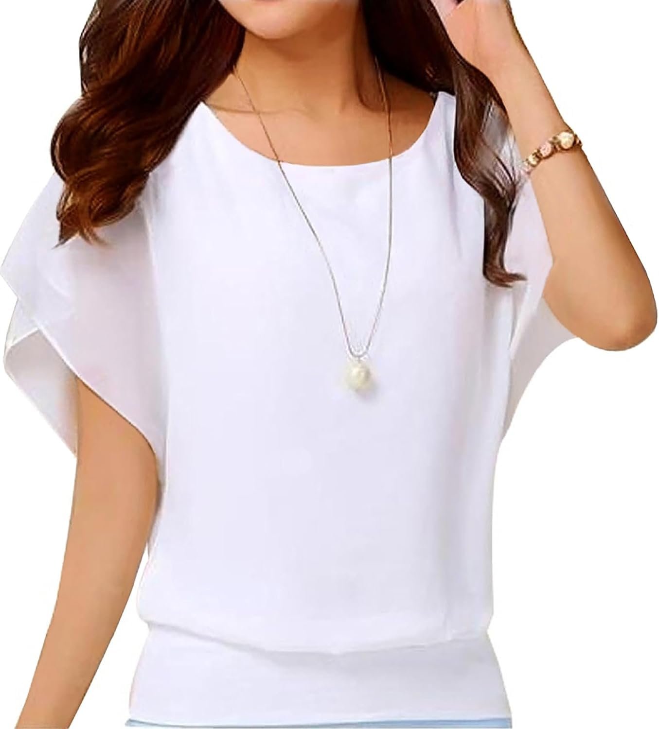 Neineiwu Women’s Summer Loose Casual Short Sleeve Chiffon Top T-Shirt Blouse