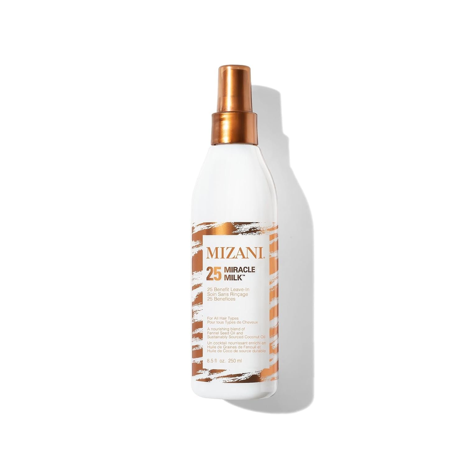 Mizani 25 Benefit Miracle Milk – Leave in Conditioner for Curly Hair, With Coconut Oil, Curl Detangler Spray, Anti Frizz Heat Protectant, No Drying Alcohols, Paraben-Free