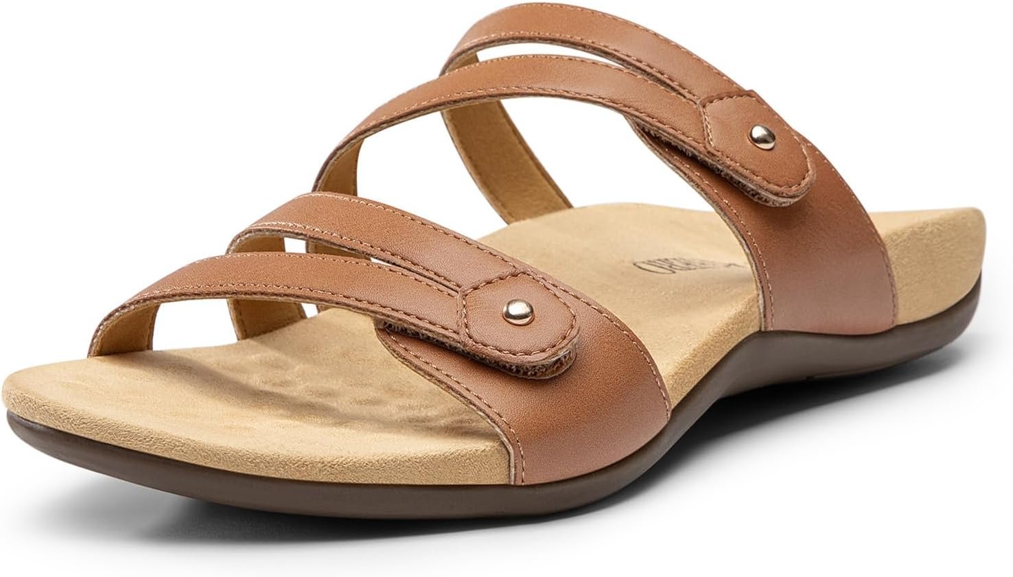 Rihero Women’s Orthopedic Arch Support Flat Sandals Comfortable Casual Slide Sandals with Adjustable Strap for Summer Walking