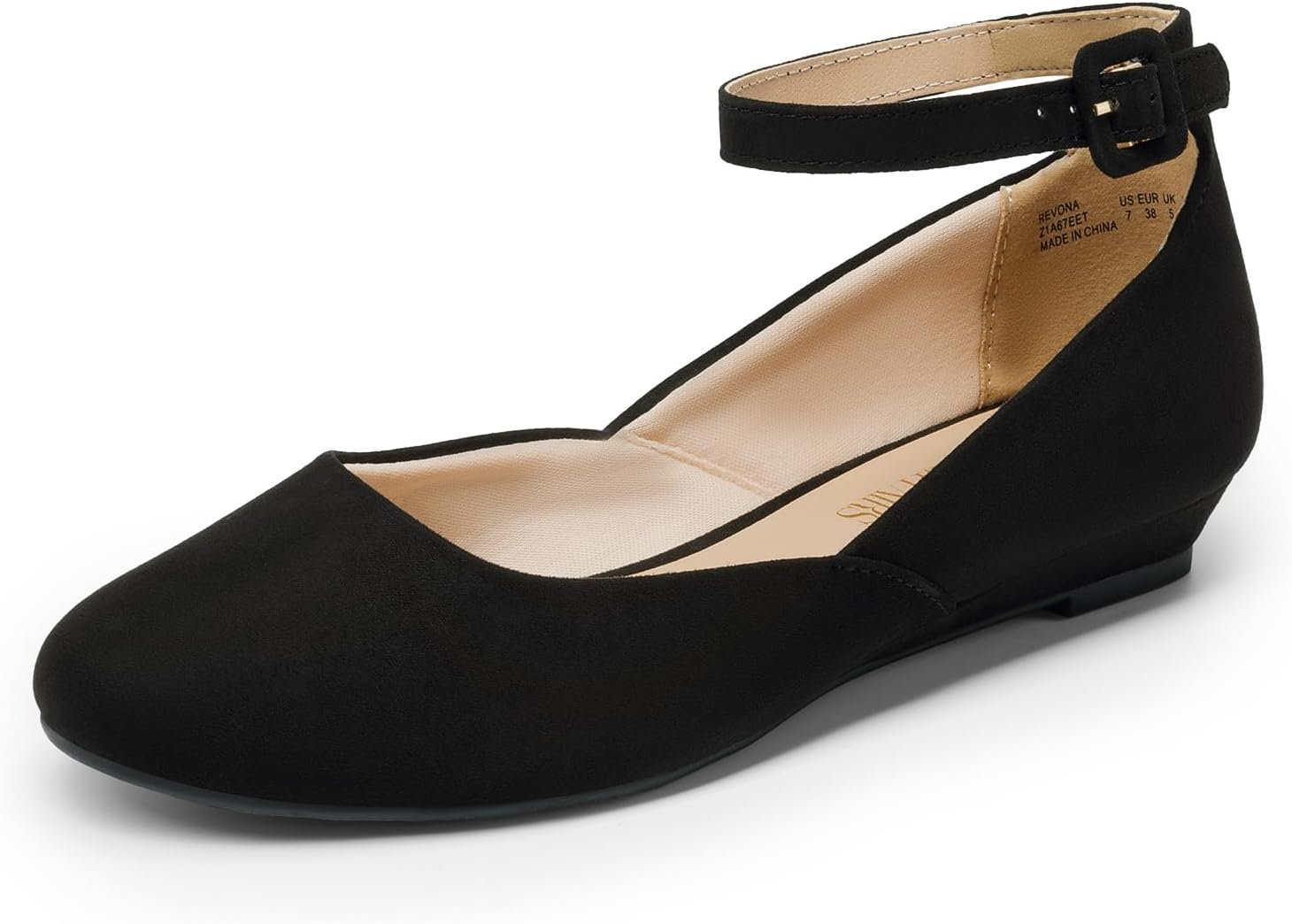 DREAM PAIRS Women’s Dress Flats Ballet Low Wedge | Round Toe Flats, Ankle Strap, Comfortable Casual Flat Shoes