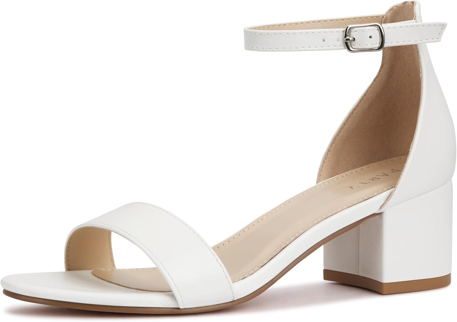 PARTY Women’s Open Toe Ankle Strap Low Block Chunky Heels Sandals